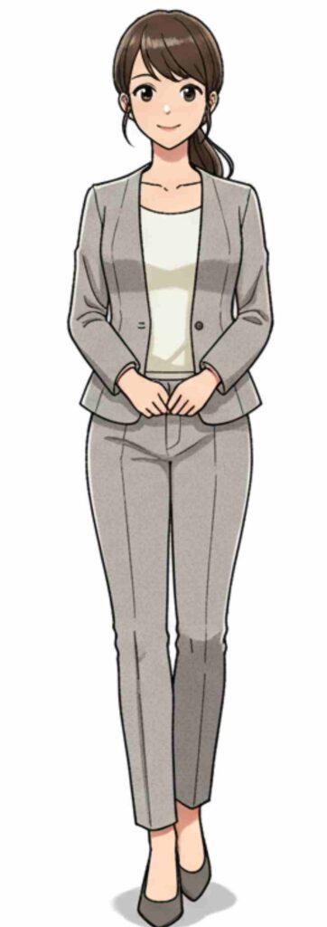アパレル・クリエイティブ業界の転職面接のスーツを着た女性のイラスト