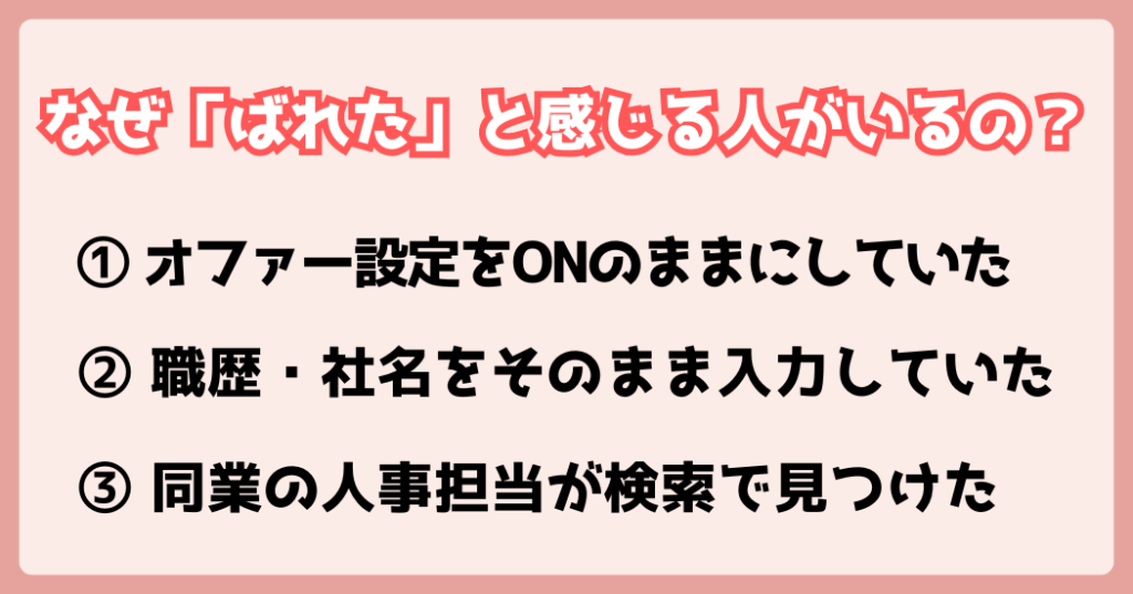 リクナビネクストに登録したことがなぜ「ばれた」と感じる人がいるの？という図解