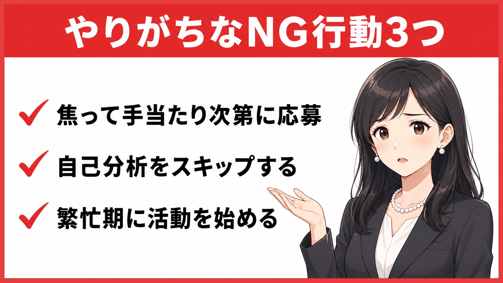 転職活動でやりがちなNG行動3つ｜時間がない人の落とし穴