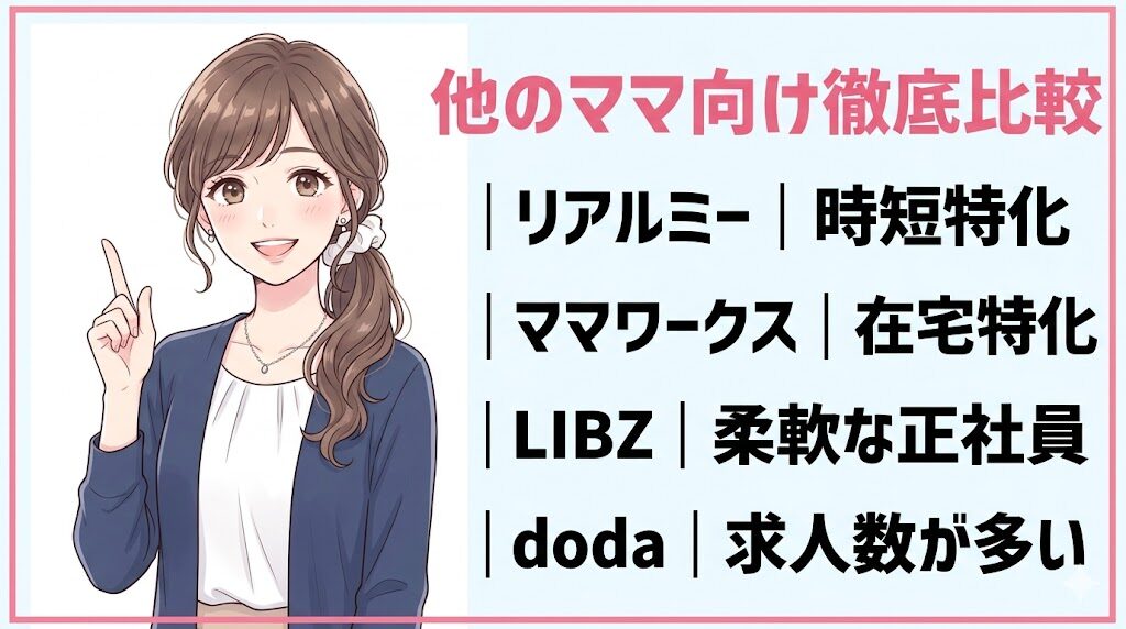 リアルミーキャリアと他のママ向け転職エージェント4社比較