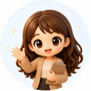 かなたんキャラクターが簿記教材診断へ案内するイラスト
