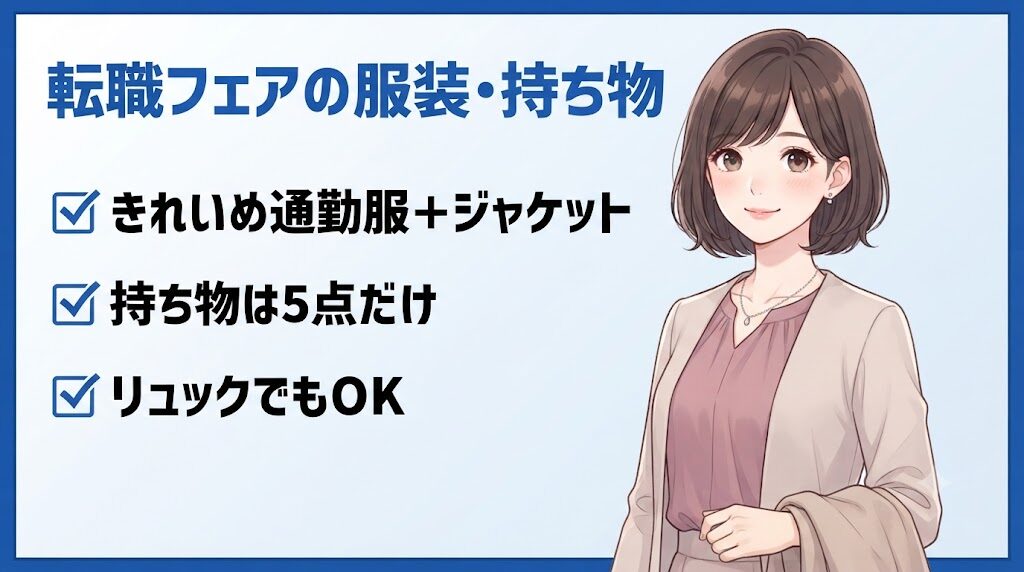 転職フェアの服装と持ち物を前日に確認するチェックリストのイラスト
