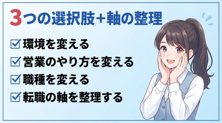 営業が辛いときの選択肢：環境・営業のやり方・職種を変える3つの道と転職の軸の整理