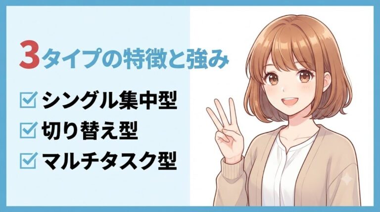 マルチタスクが苦手なのは欠陥じゃない|無料10問診断と対策5つ|3タイプの特徴と強み