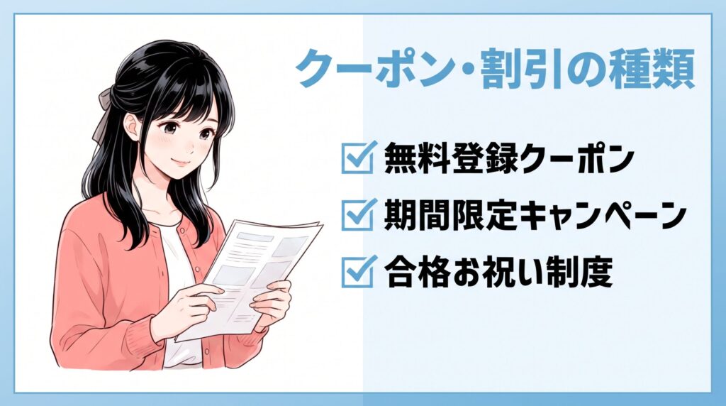 スタディング簿記のクーポン・割引まとめ|クーポン・割引の種類