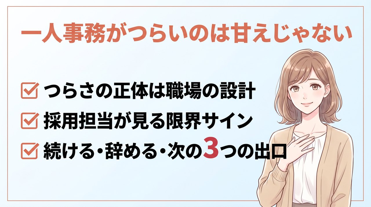 一人事務がつらいのは甘えじゃない｜採用担当が教える限界サインと3つの出口