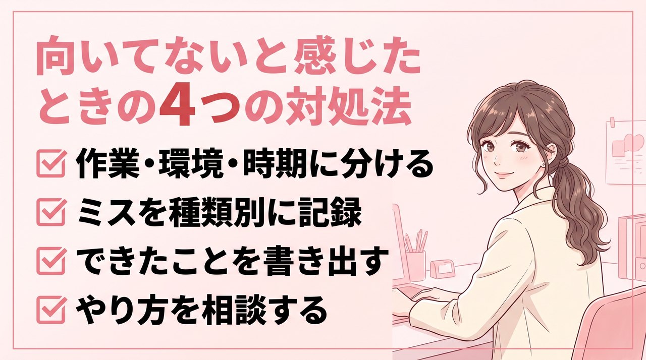 事務に向いてないと感じたときの4つの対処法：分ける、記録、書き出す、やり方を相談