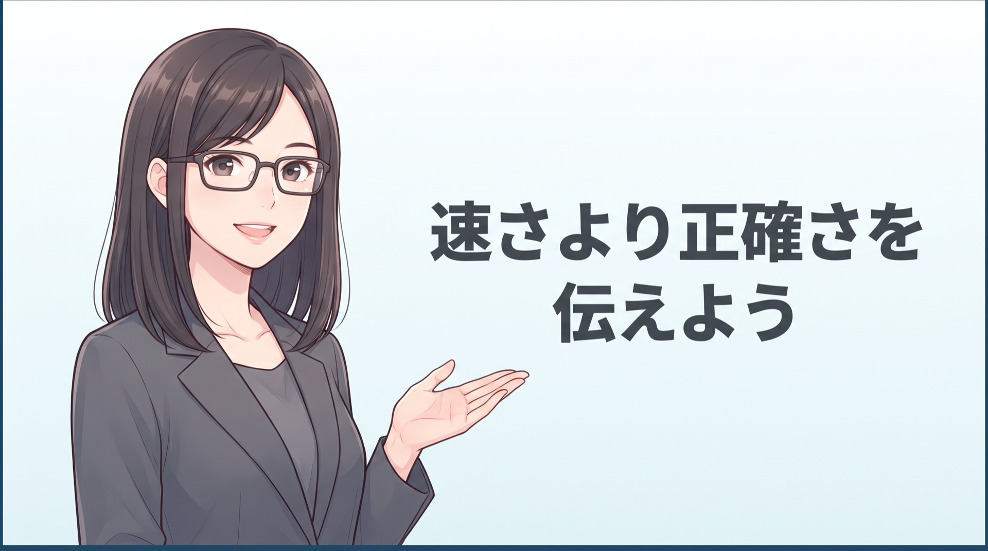 事務職のタイピング速度は10分で何文字と正確さで伝えようと背中を押す女性のイラスト